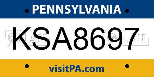KSA8697 Pennsylvania License Plate