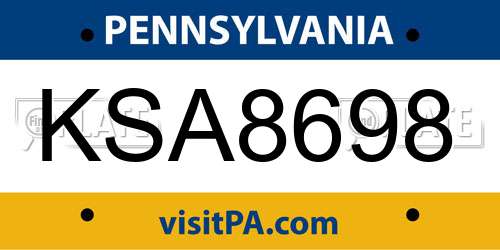 KSA8698 Pennsylvania License Plate