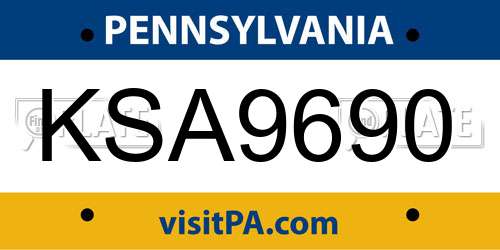 KSA9690 Pennsylvania License Plate