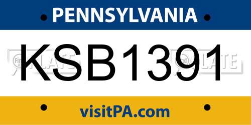 KSB1391 Pennsylvania License Plate