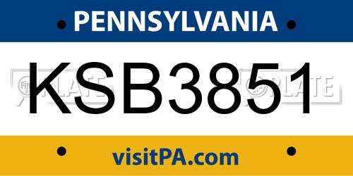 KSB3851 Pennsylvania License Plate