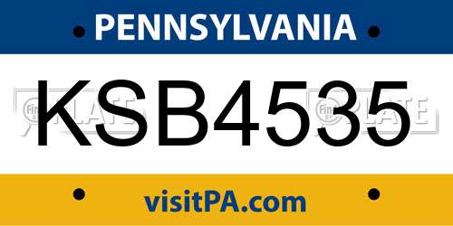 KSB4535 Pennsylvania License Plate