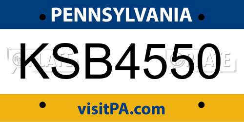 KSB4550 Pennsylvania License Plate