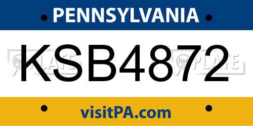 KSB4872 Pennsylvania License Plate
