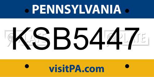 KSB5447 Pennsylvania License Plate