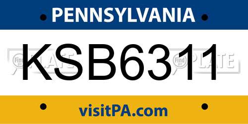KSB6311 Pennsylvania License Plate