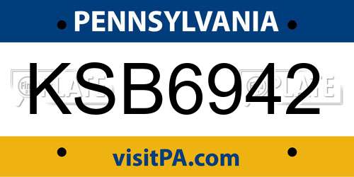 KSB6942 Pennsylvania License Plate
