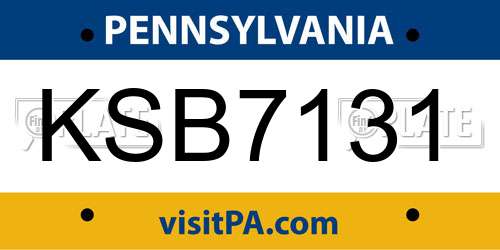 KSB7131 Pennsylvania License Plate
