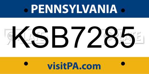 KSB7285 Pennsylvania License Plate