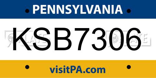 KSB7306 Pennsylvania License Plate