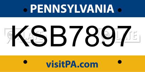 KSB7897 Pennsylvania License Plate