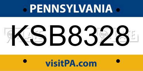 KSB8328 Pennsylvania License Plate