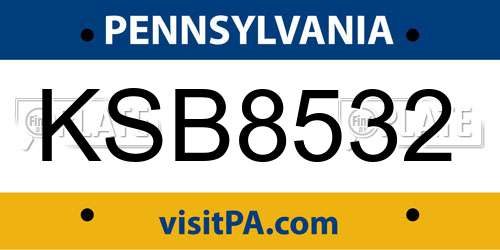 KSB8532 Pennsylvania License Plate