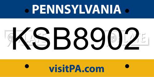 KSB8902 Pennsylvania License Plate