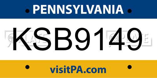 KSB9149 Pennsylvania License Plate