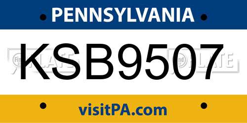 KSB9507 Pennsylvania License Plate