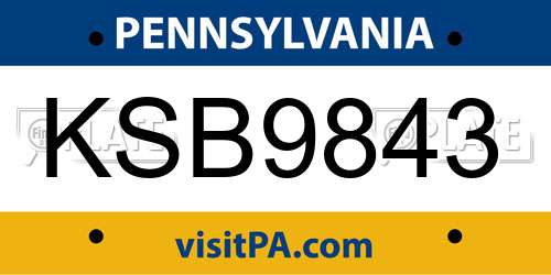 KSB9843 Pennsylvania License Plate