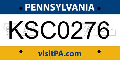 KSC0276 Pennsylvania License Plate