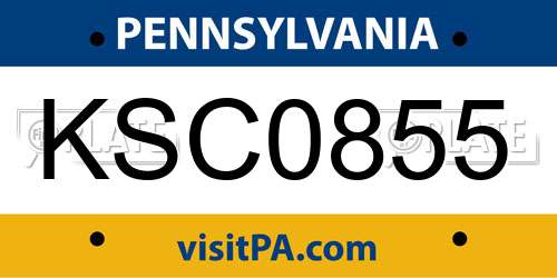 KSC0855 Pennsylvania License Plate