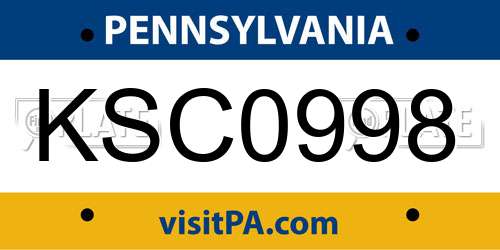 KSC0998 Pennsylvania License Plate