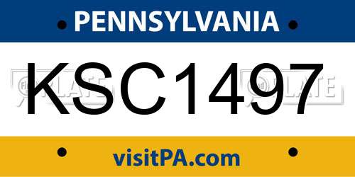 KSC1497 Pennsylvania License Plate