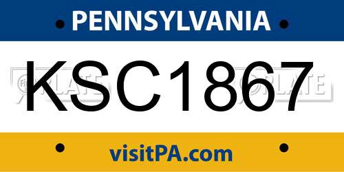 KSC1867 Pennsylvania License Plate