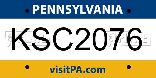 KSC2076 Pennsylvania License Plate