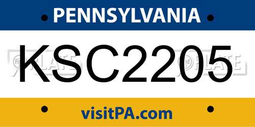 KSC2205 Pennsylvania License Plate