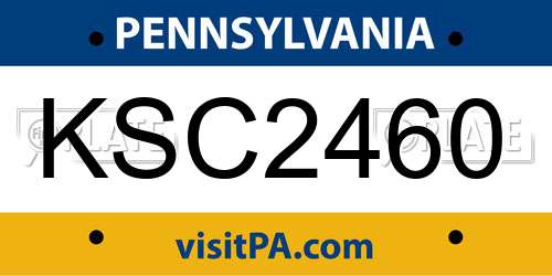 KSC2460 Pennsylvania License Plate