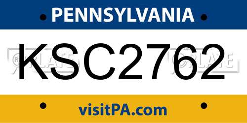 KSC2762 Pennsylvania License Plate