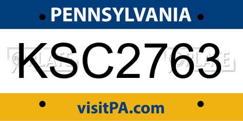 KSC2763 Pennsylvania License Plate