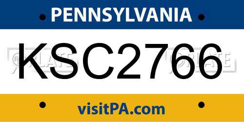 KSC2766 Pennsylvania License Plate