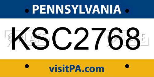 KSC2768 Pennsylvania License Plate