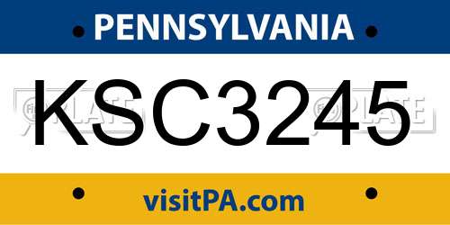 KSC3245 Pennsylvania License Plate