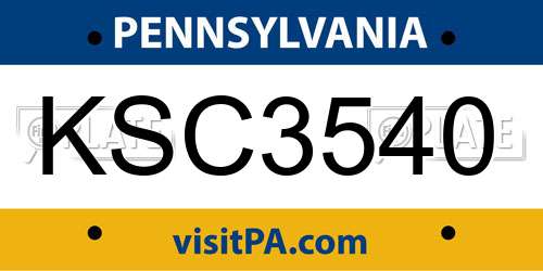 KSC3540 Pennsylvania License Plate