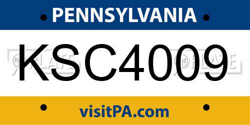 KSC4009 Pennsylvania License Plate