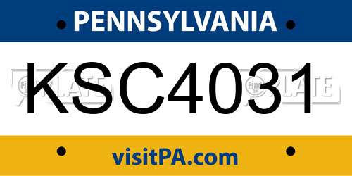 KSC4031 Pennsylvania License Plate