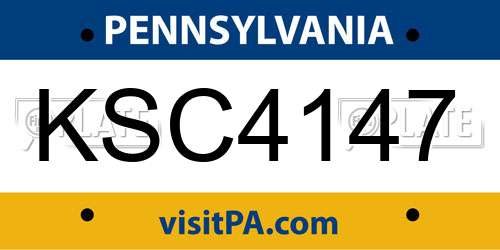 KSC4147 Pennsylvania License Plate
