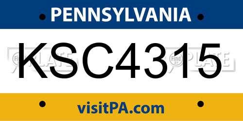 KSC4315 Pennsylvania License Plate