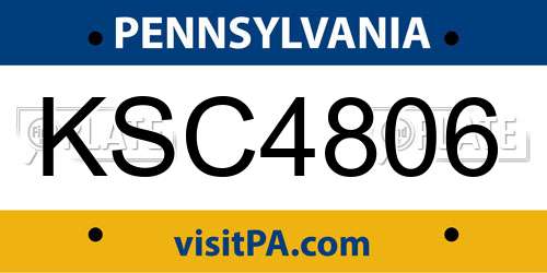 KSC4806 Pennsylvania License Plate