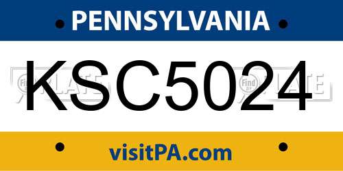 KSC5024 Pennsylvania License Plate