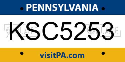 KSC5253 Pennsylvania License Plate