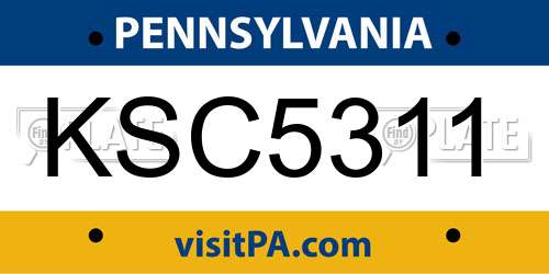 KSC5311 Pennsylvania License Plate