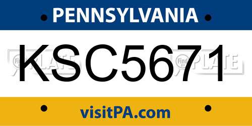 KSC5671 Pennsylvania License Plate