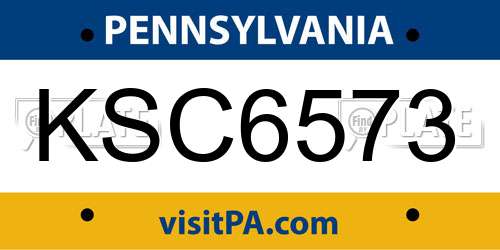 KSC6573 Pennsylvania License Plate