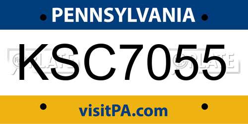 KSC7055 Pennsylvania License Plate