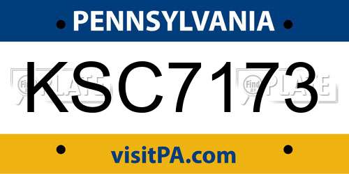 KSC7173 Pennsylvania License Plate