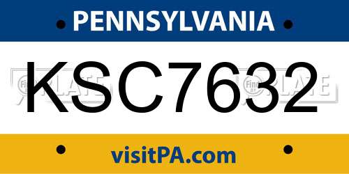 KSC7632 Pennsylvania License Plate