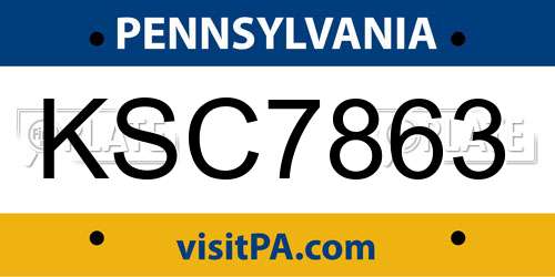 KSC7863 Pennsylvania License Plate