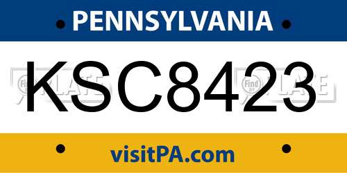 KSC8423 Pennsylvania License Plate